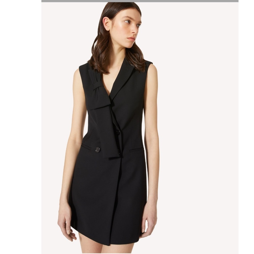 RED VALENTINO VISCOSE WOOL GABARDINE BLAZER DRESS WITH BOW - Picture 5 of 16